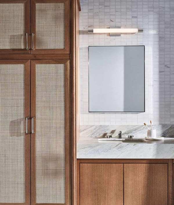 Bespoke bathroom storage in walnut