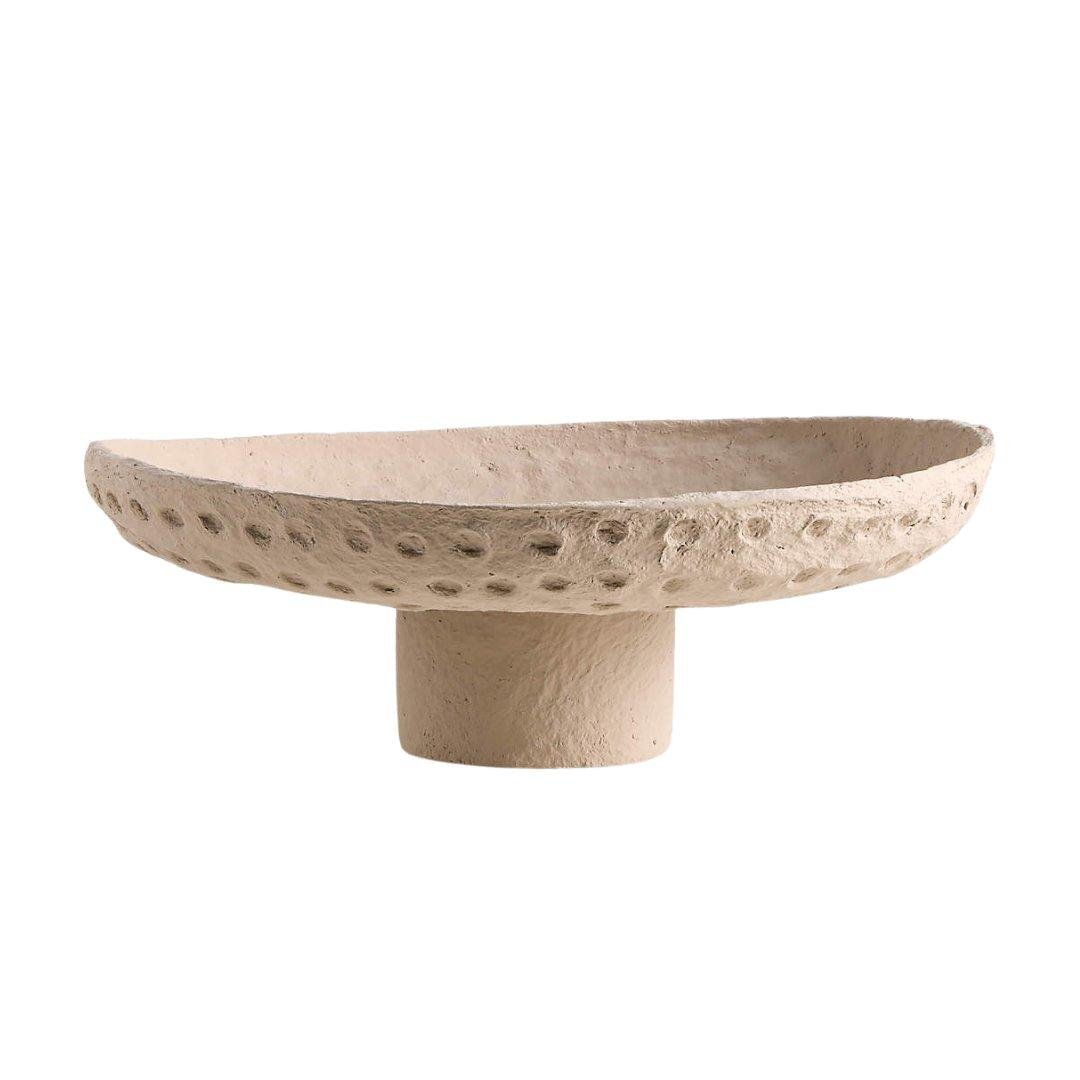 Crate & Barrel, Oaxaca Taupe Cotton Mache Centerpiece Bowl 18
