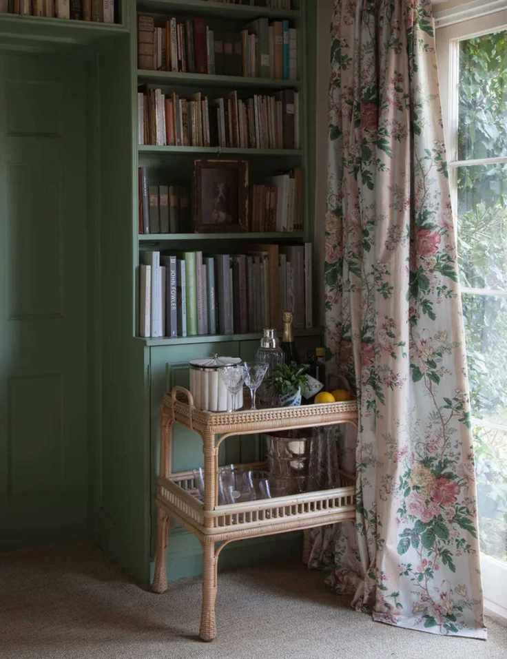 Bar cart made from rattan library