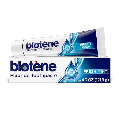 Biot&amp;egrave;ne Fluoride Toothpaste for Dry Mouth Symptoms, Bad Breath Treatment and Cavity Prevention, Fresh Mint - 4.3 Oz