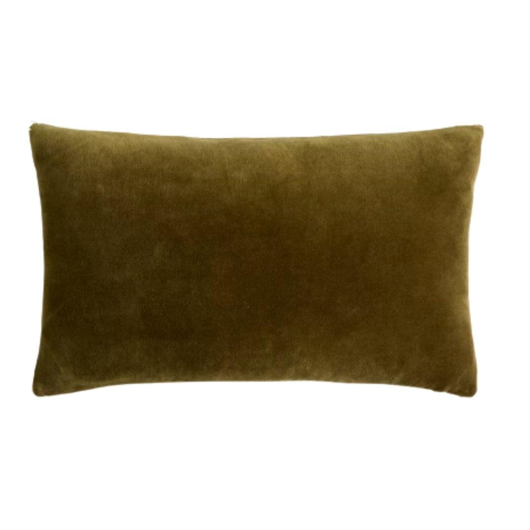 Cotton Velvet Pillow Cover in Olive