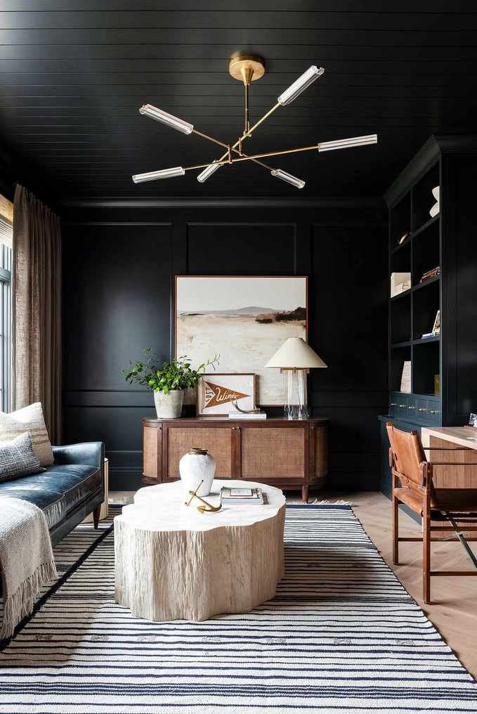 Office with wooden accents