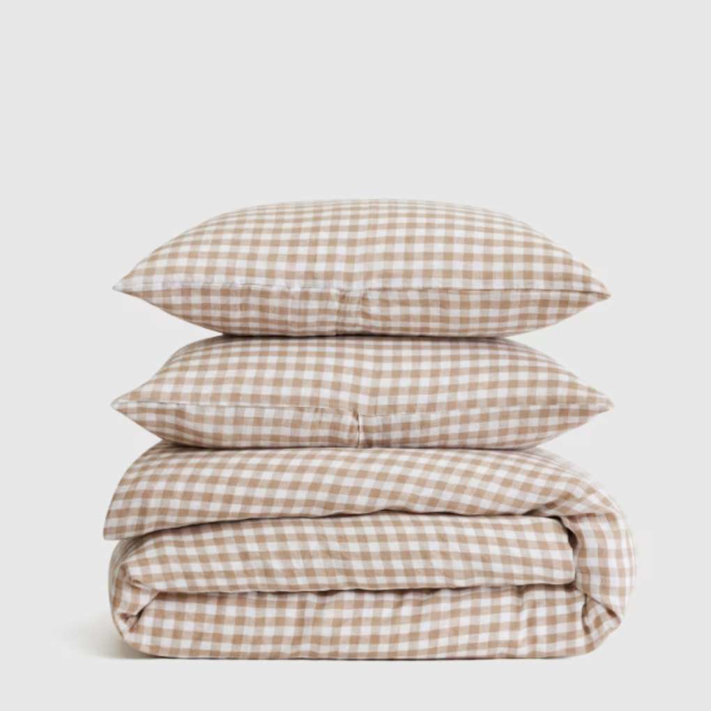 Cafe Gingham European Linen Duvet Cover Set