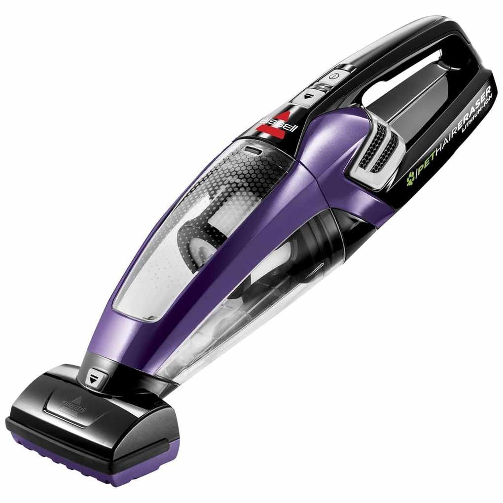 A black and purple Bissell pet hair eraser