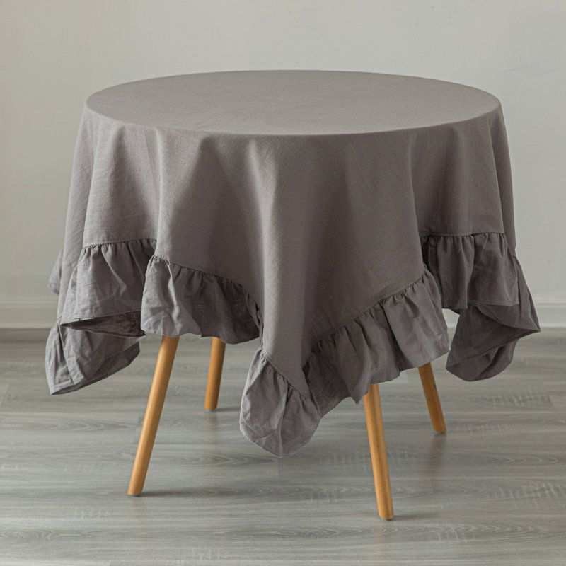 One Allium Way&reg; 100% Pure Linen Washable Tablecloth With Ruffle Trim &amp; Reviews | Wayfair
