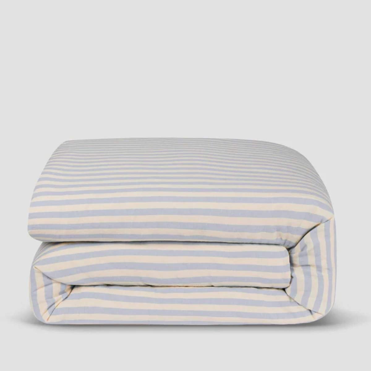 Coastal Blue Pembroke Stripe Linen Blend Duvet Cover