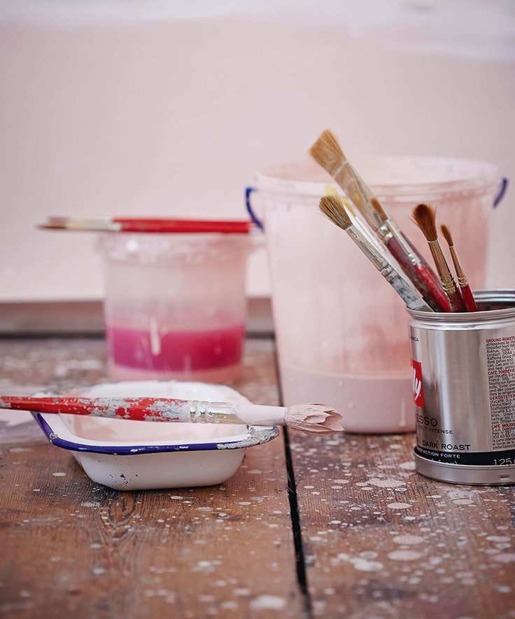 paint brushes and pots