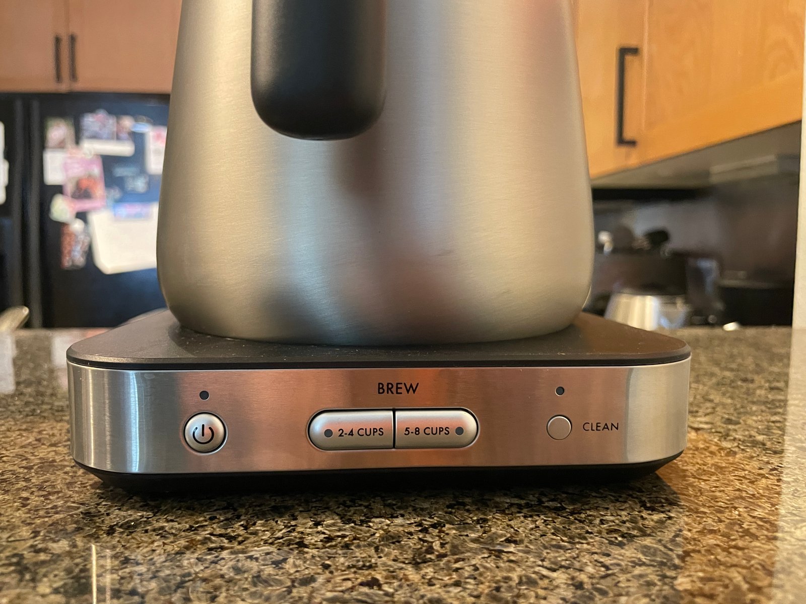 A close up of the buttons on the OXO Brew 8-Cup Coffee Maker
