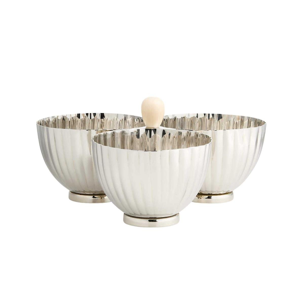 a three bowl serving dish