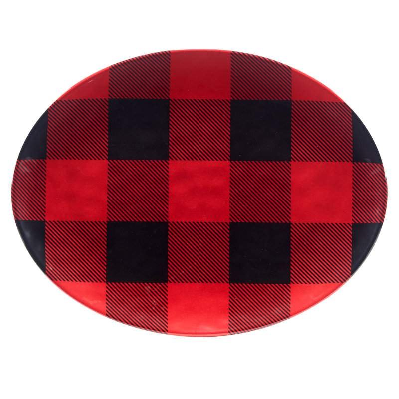 Certified International Red Buffalo Plaid 2pc Platter Set | Wayfair