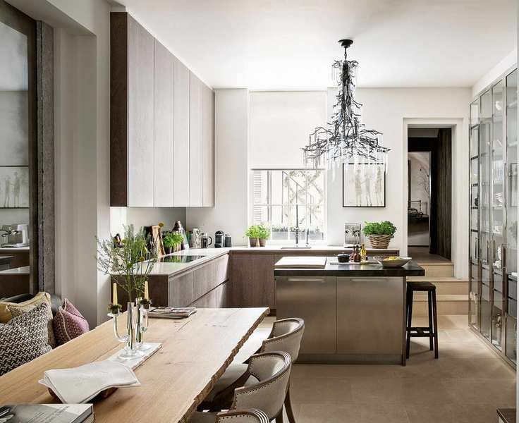 Modern kitchen diner ideas with l-shape layout