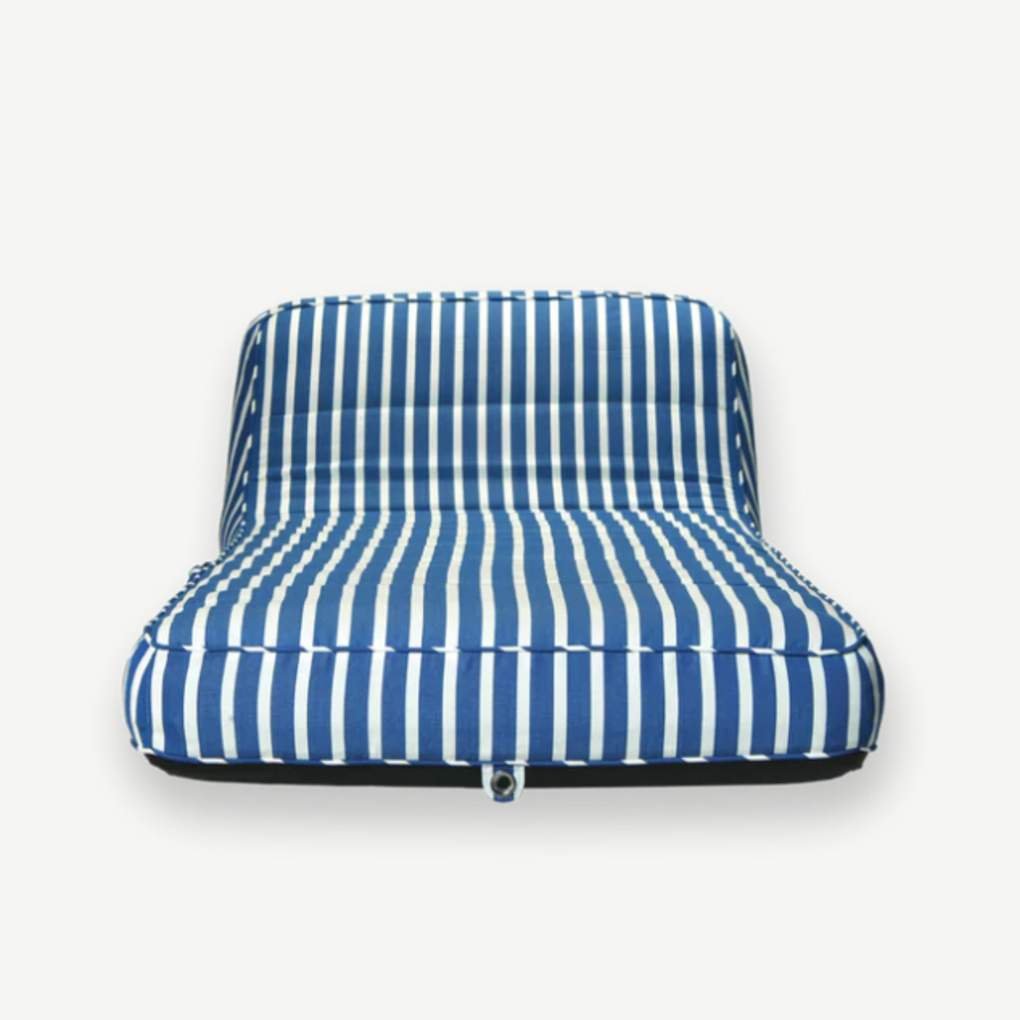 Blue and white striped lilo