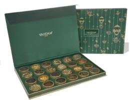 This is a photo of a green box filled with 24 different types of tea.