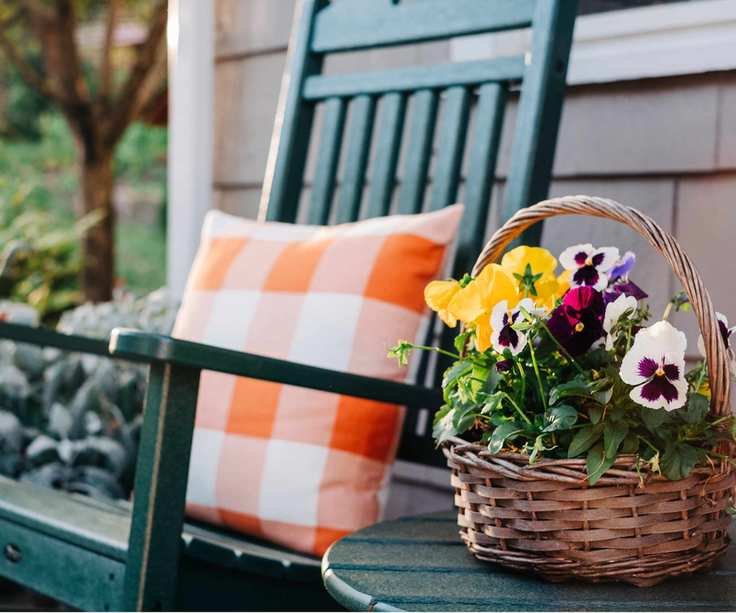 Pansies in basket