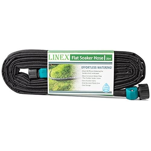 Linex Garden Flat Soaker Hose 1/2" X 25 Ft for Garden Beds Drip Sprinkler Hoses Heavy Duty Save Water 80%