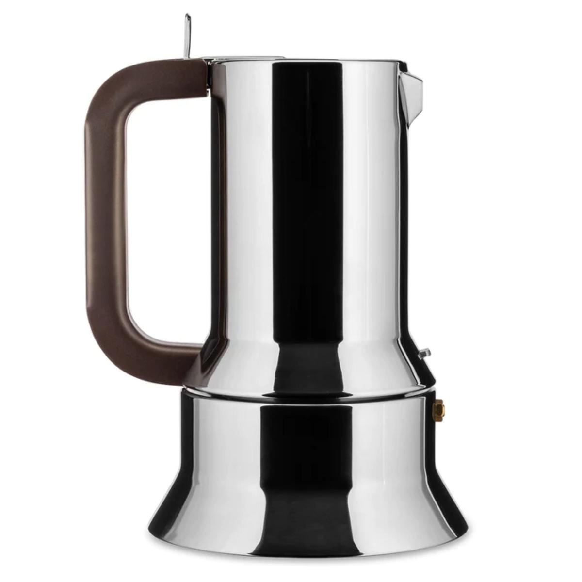 Alessi 9090 moka pot on a white background