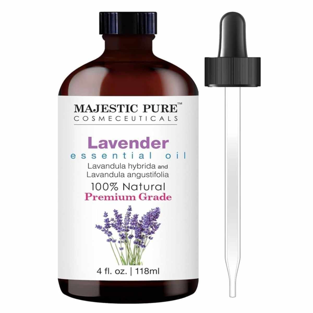 Majestic Pure Lavender Essential Oil with Glass Dropper