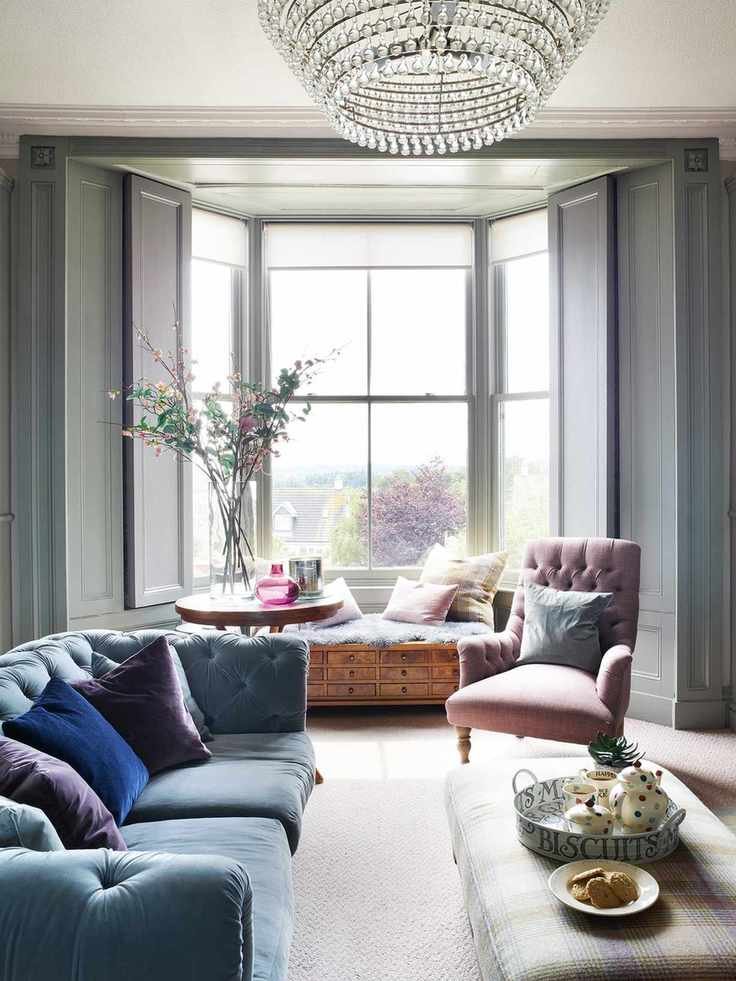 Bay window featuring original solid wood shutters