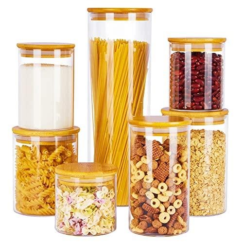 Round glass storage canisters