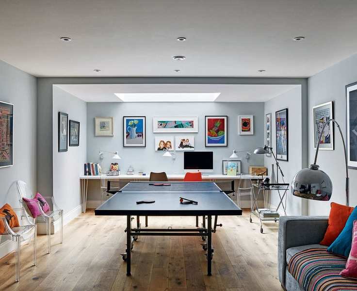 Basement with ping pong table
