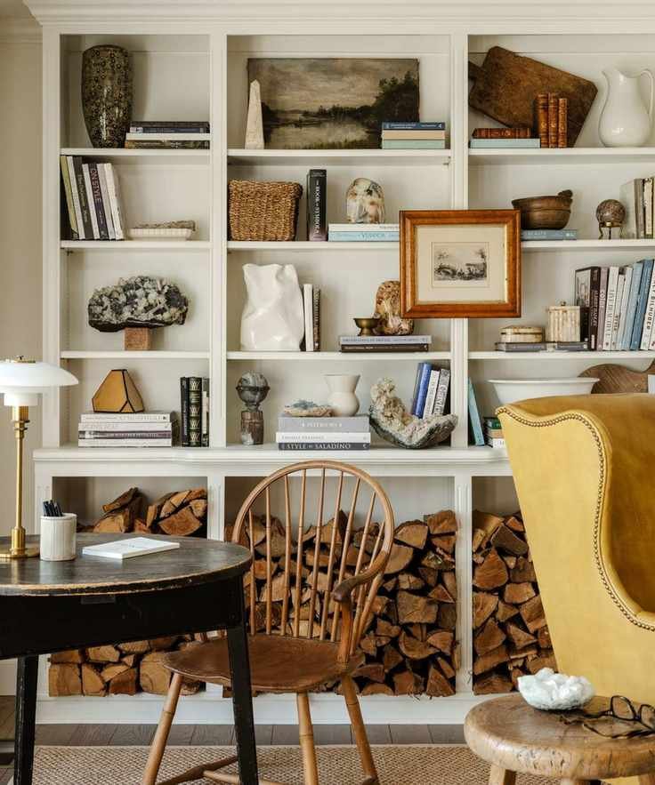 shelves with log store underneath