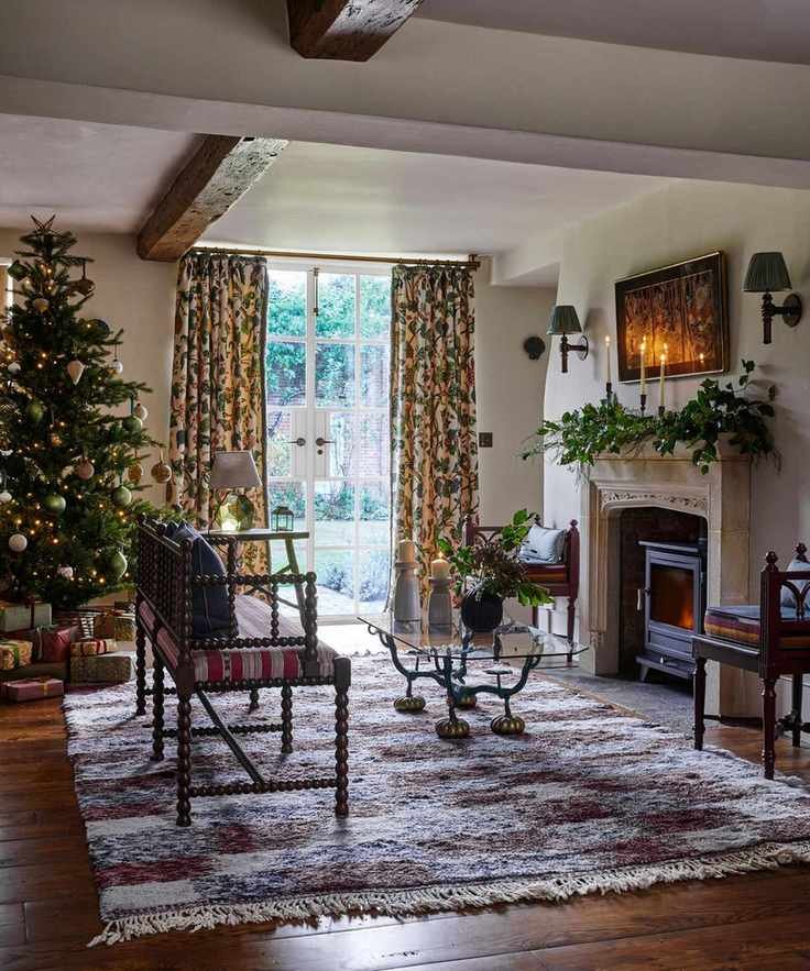 Christmas cozy fireplace and tree