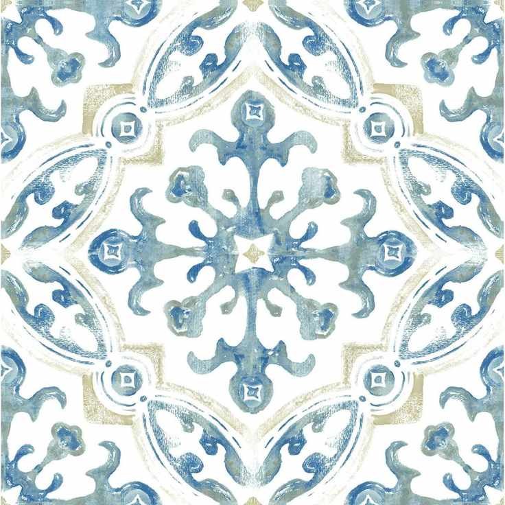 A blue patterned tile