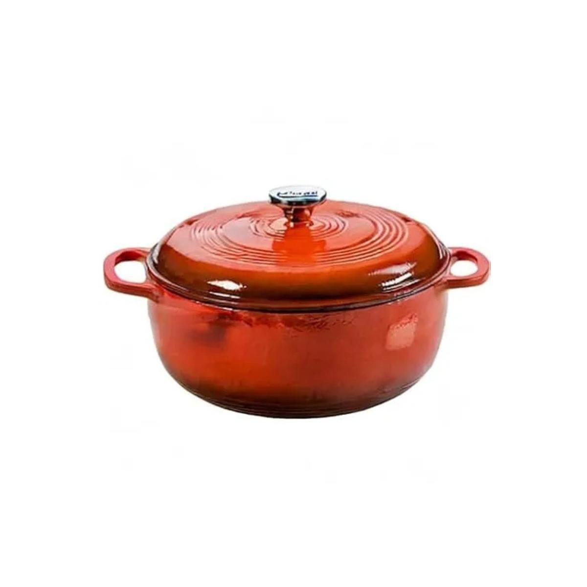 Lodge 6 Quart Enameled Cast Iron Dutch Oven With Lid &amp;ndash; Dual Handles &amp;ndash; Oven Safe Up to 500&amp;deg; F or on Stovetop - Use to Marinate, Cook, Bake, Refrigerate and Serve &amp;ndash; Poppy