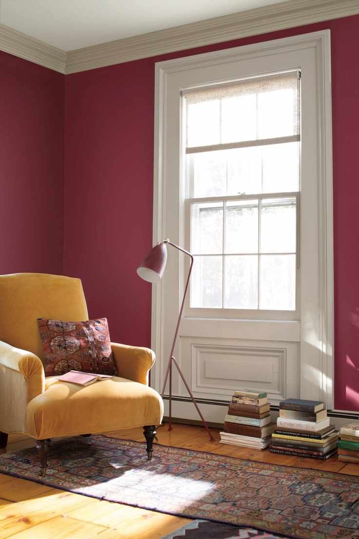 Living room with red wall