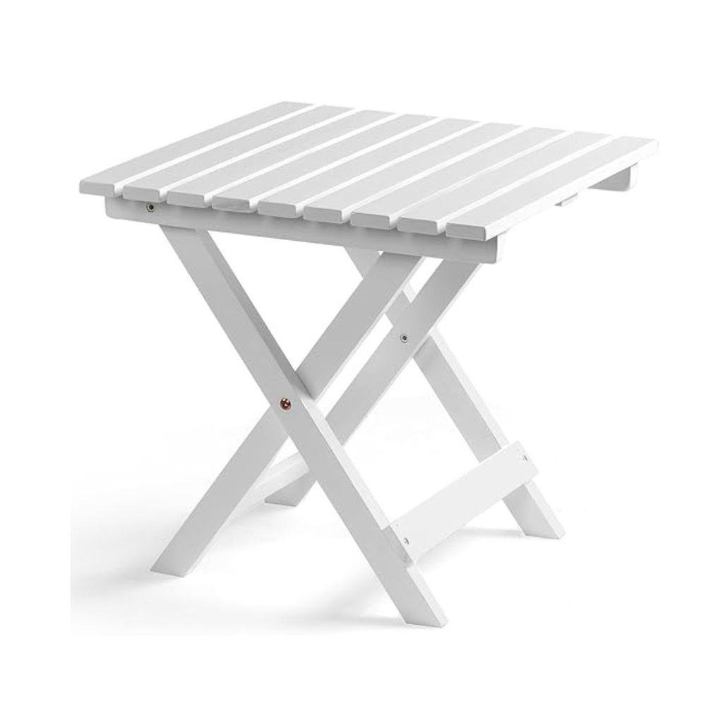 Outvita Wood Folding Side Table, Portable &amp;amp; Lightweight Compact Wooden picnic table Square, White