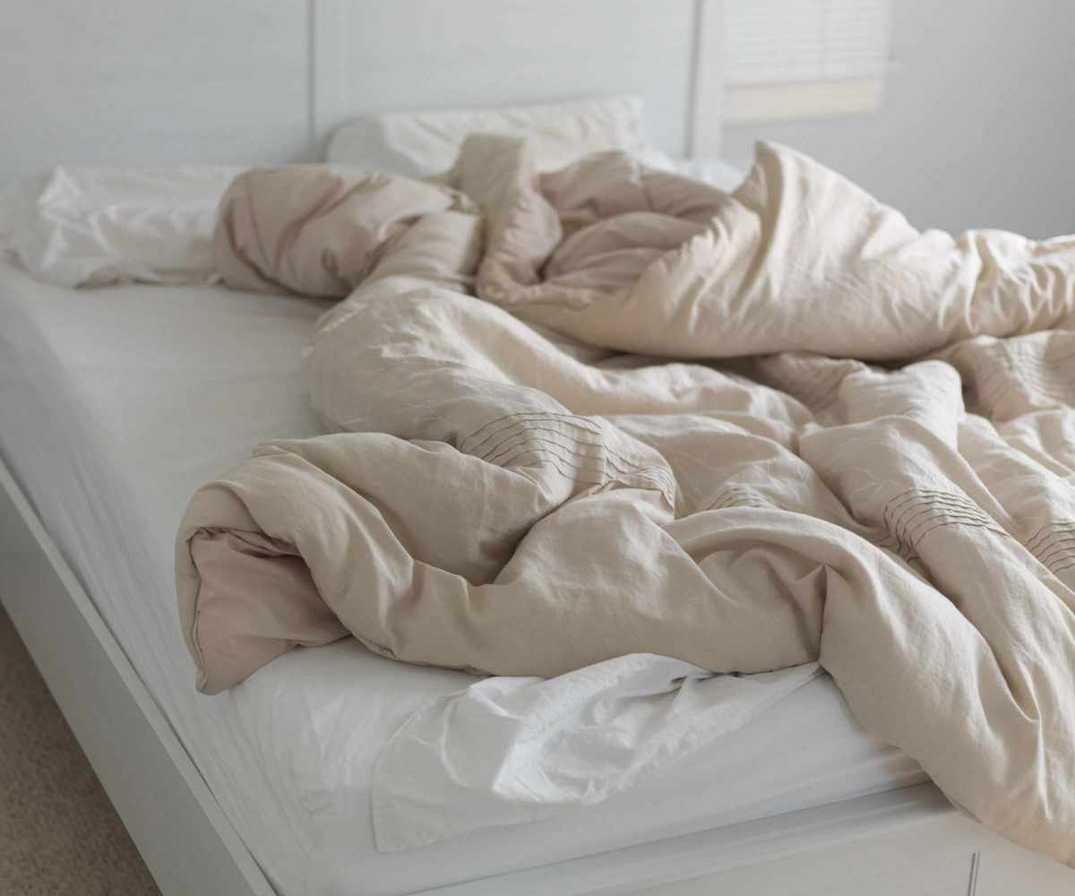 An unmade bed