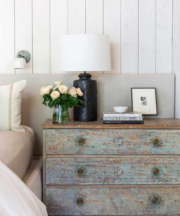 Vintage drawers used as bedside table
