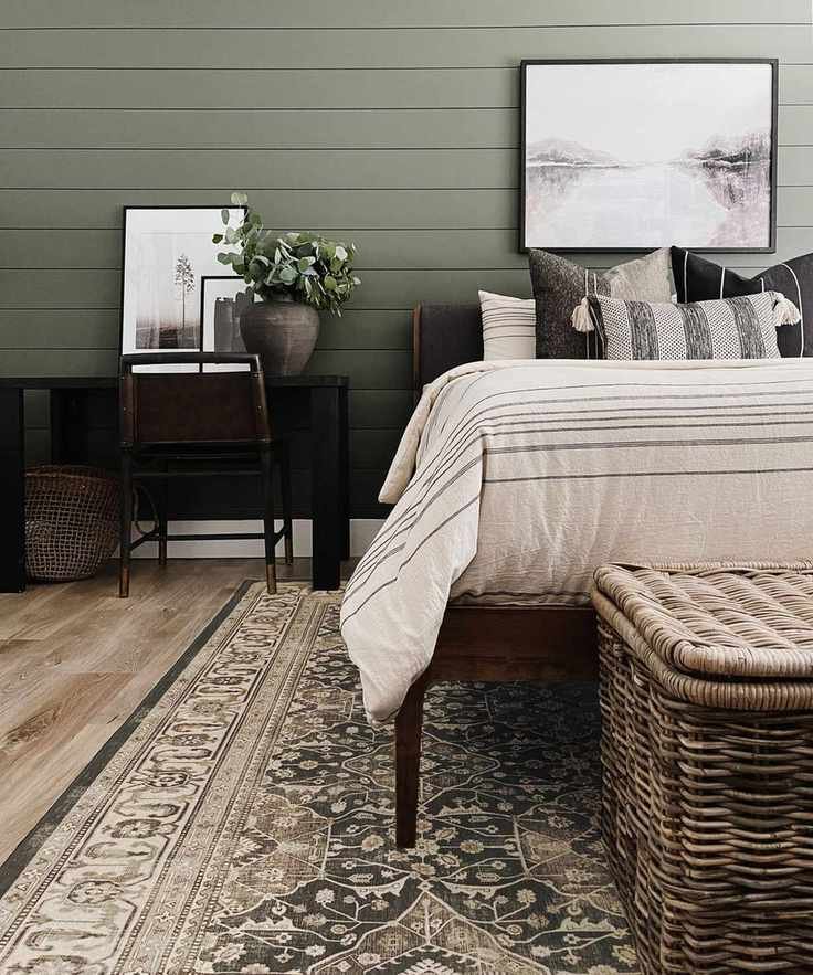 A stylish Ruggable rug in a tastefully decorated bedroom, complementing the decor.