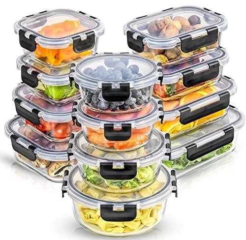 Set of 12 glass food storage containers