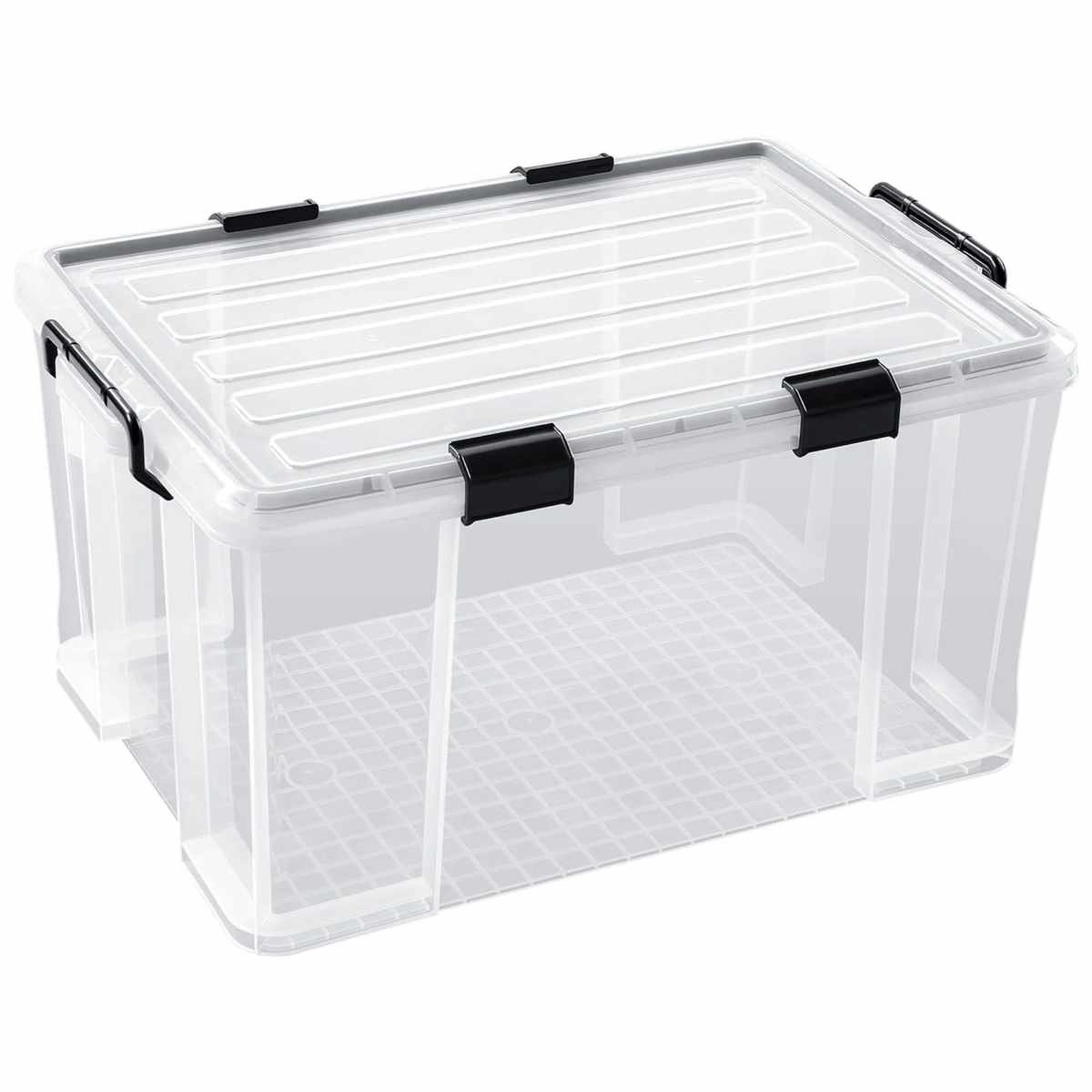 Clear plastic weathertight storage box