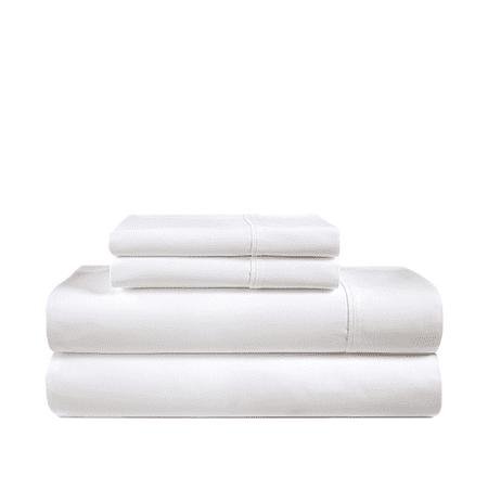 A pile of folded white bed sheets against a white background