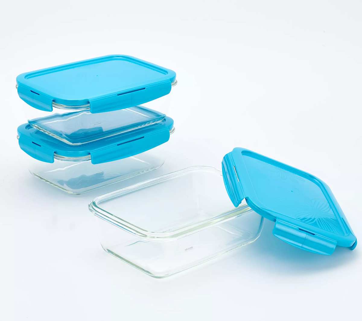 Locknlock Set of (3) 5-Cup Glass Rectangle Containers