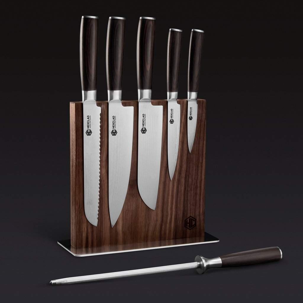 Damascus Steel Knife Set, 7-Pc (espresso) &mdash; Default Title