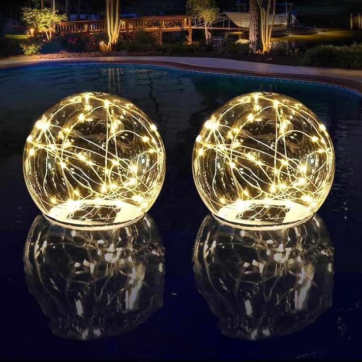 Floating Solar Powered Pool Lights in water