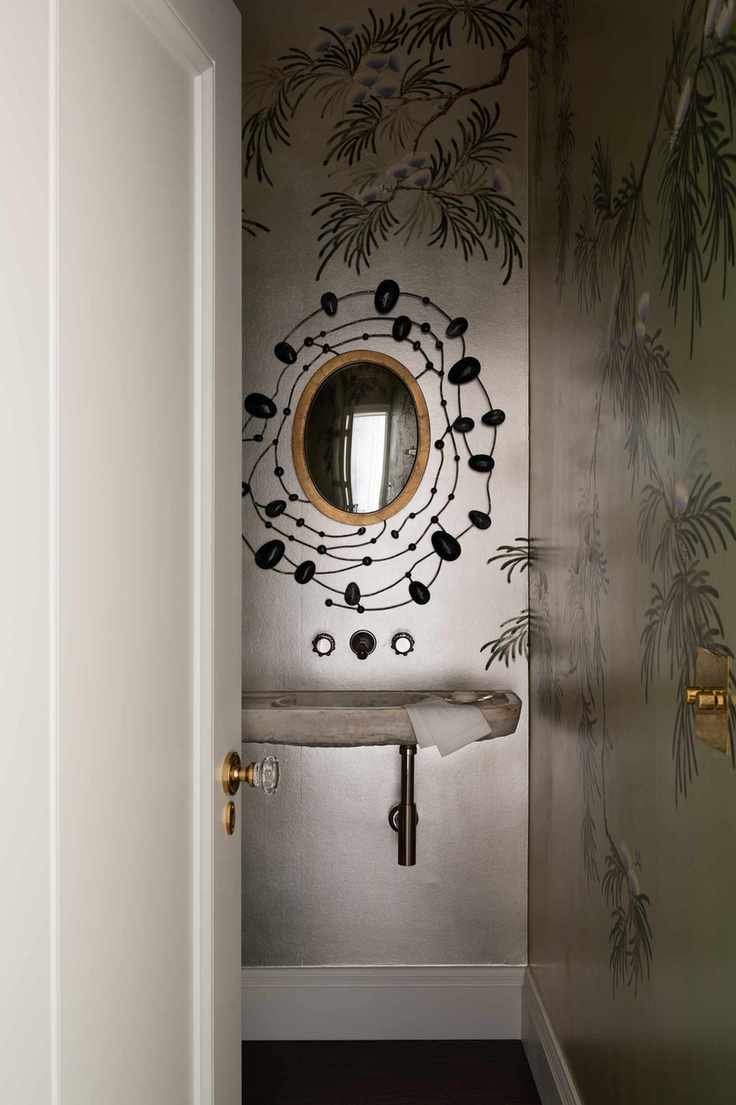 Half bath with bold mirror design