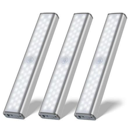 Ogednac 46 Led Under Cabinet Lights, Usb Rechargeable Closet Lighting Kit With Motion Sensor and Magnetic Strip for Wardrobe, Home Kitchen Wireless Lighting, 3 Pcs