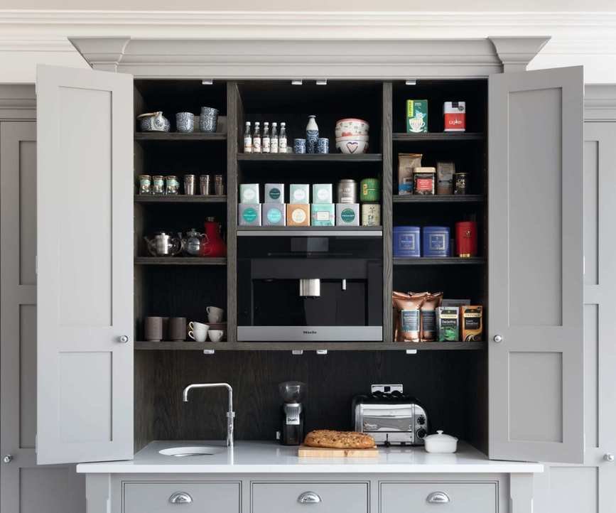Coffee station with sink and toaster