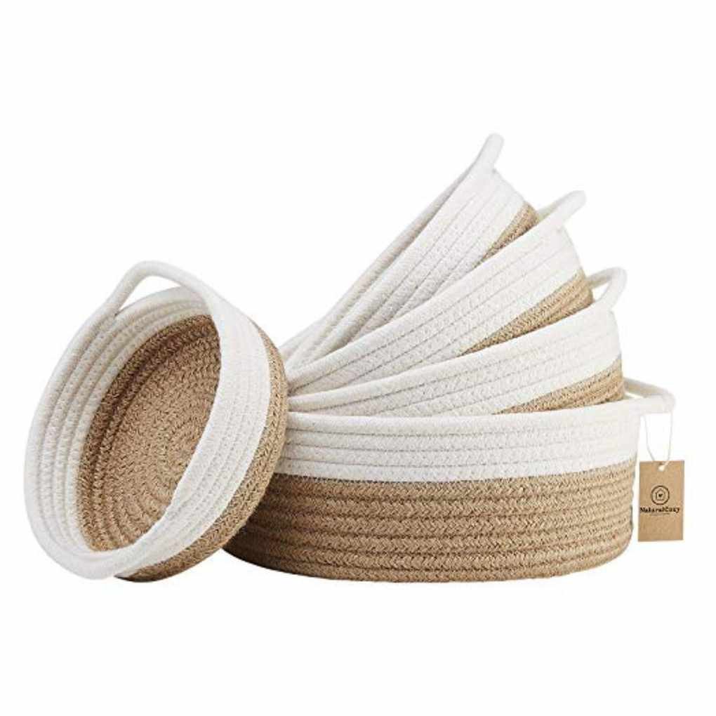 NaturalCozy, Naturalcozy Round Small Woven Baskets Set