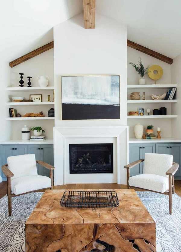 Bright living room with vaulted ceiling