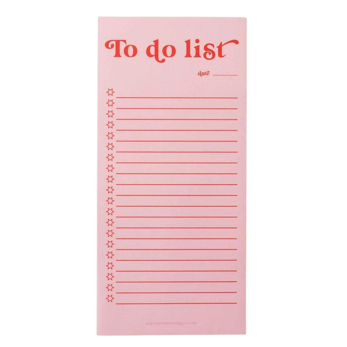 A pink slim to do list notepad