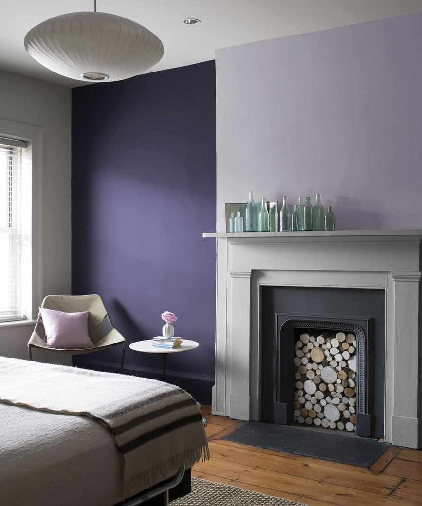 Beige bedroom with colored accessories
