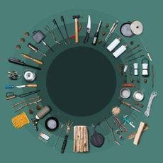 Assorted kitchenware and utensils arranged beautifully