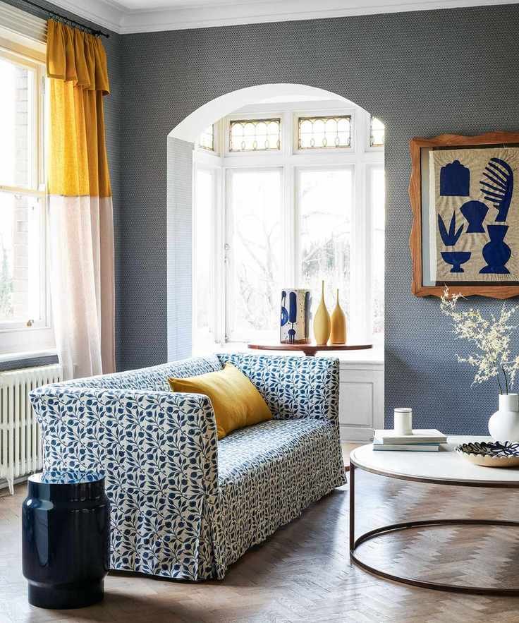 Coastal living room ideas with blue and yellow color scheme