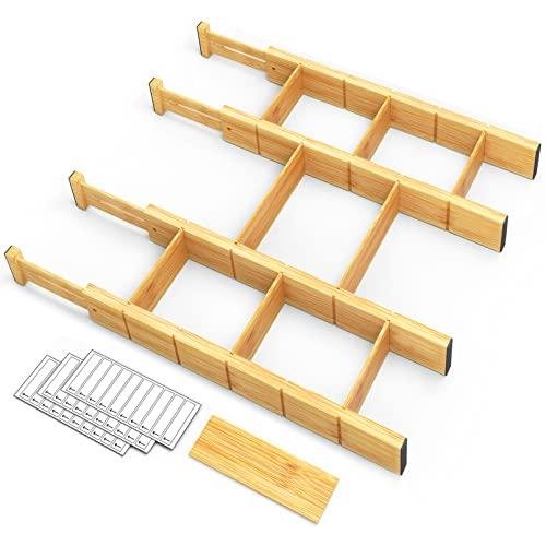 Adjustable bamboo drawer organizer