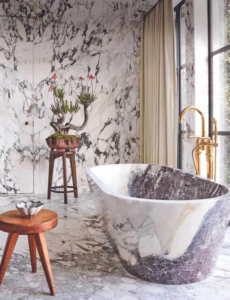 Bath and bathroom in marble
